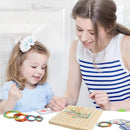 Brinquedo Montessori de Geometria em Madeira – Tabuleiro Educativo com Elásticos Coloridos para Crianças
