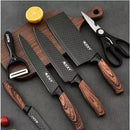 Conjunto de Facas Inox 6 Peças Antiaderente com Cabo Reforçado, Descascador e Tesoura de Cozinha