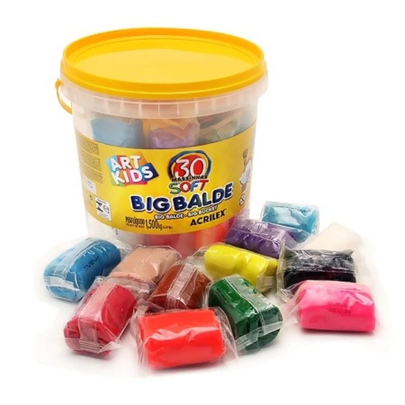 Grande Balde de Massinha 30 Peças para Modelar