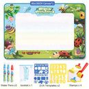 Tapete Mágico de Desenho com Água 100x80cm – Canetas Reutilizáveis e Moldes Educativos Montessori