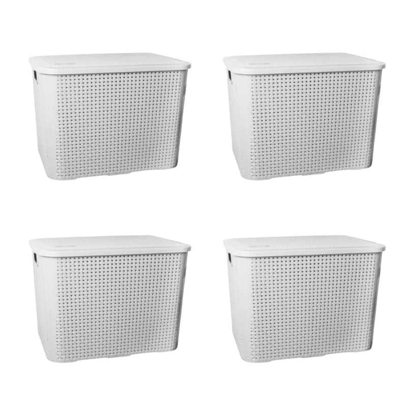 Kit com 4 Caixas Organizadoras Rattan 20L com Tampa